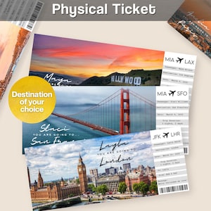 Billet physique Carte d'embarquement personnalisée, Destination de voyage, article souvenir, cadeau surprise, cadeau d'anniversaire N13