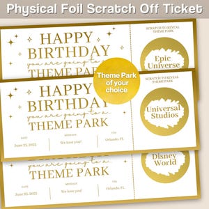 Folie Physisches Horizontales Kratzer-Thema Off Park Ticket, Benutzerdefinierte personalisierte Geburtstagskarte Souvenir Artikel für Andenken oder Überraschungsgeschenk FF20