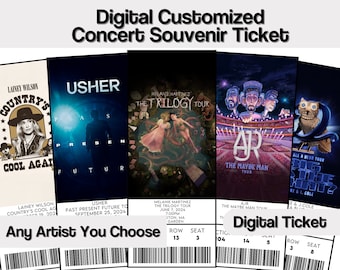 Download Digital Ticket Custom Personalized Concert Ticket Souvenir Item for Keepsake or Surprise Gift Holiday Anniversary Gift