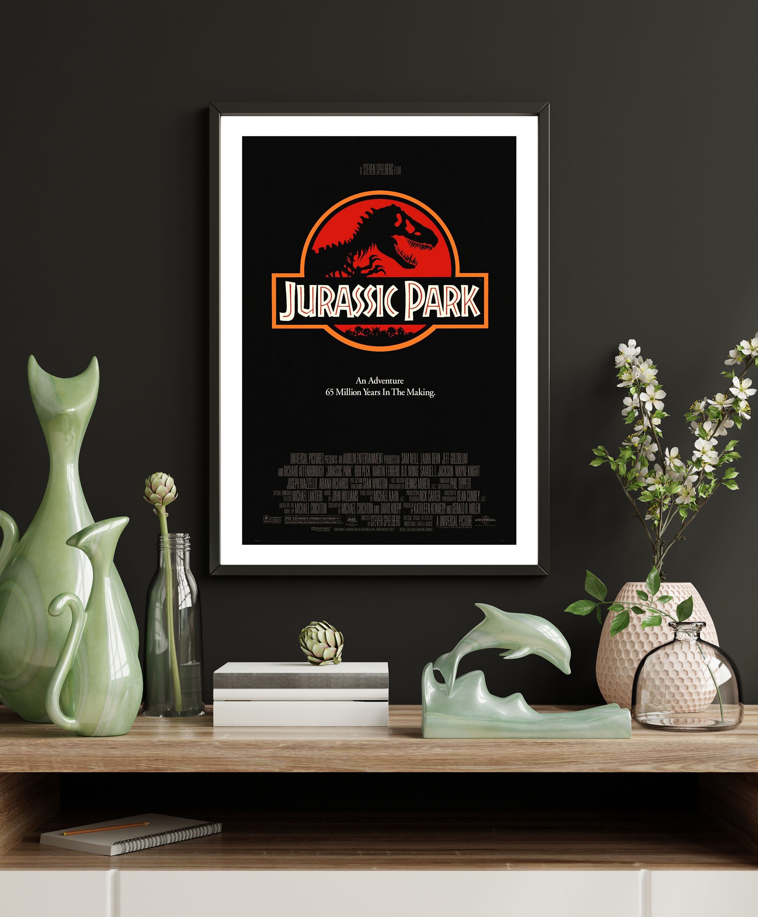 Framed Jurassic Park Poster Jurassic Park Movie Poster Wall Etsy