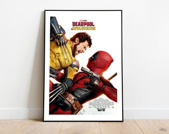 Deadpool & Wolverine, Deadpool 3 Wandkunst, Wanddekoration, Poster, A4, A3 Statement Print, Come zusammen Film Poster, Deadpool 3, Deadpool 3 Print