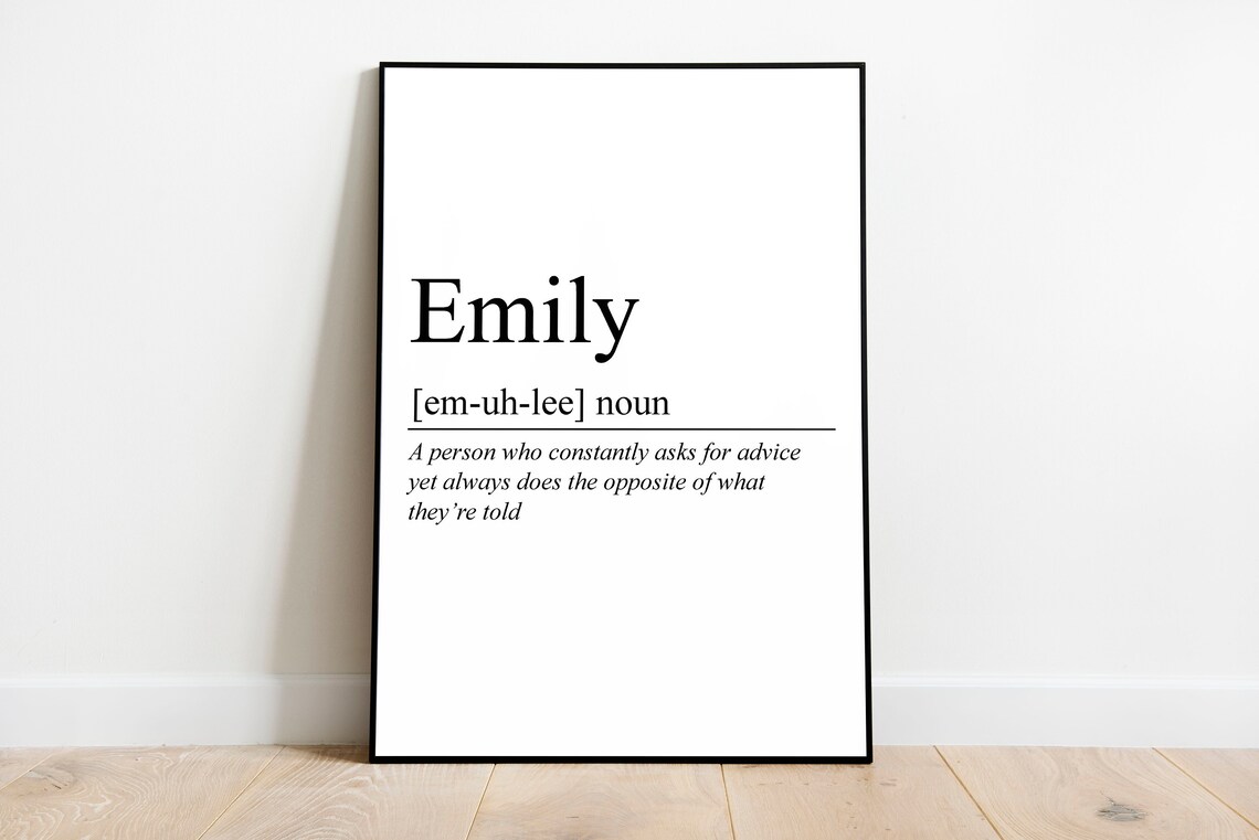 Framed Emily Gift Emily Definition Wall Art Wall Decor - Etsy