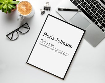 Version encadrée de Boris Johnson poundland de Donald Trump, Funny Name Definition, Wall Art, Wall Decor, Poster, A4 Tory Print