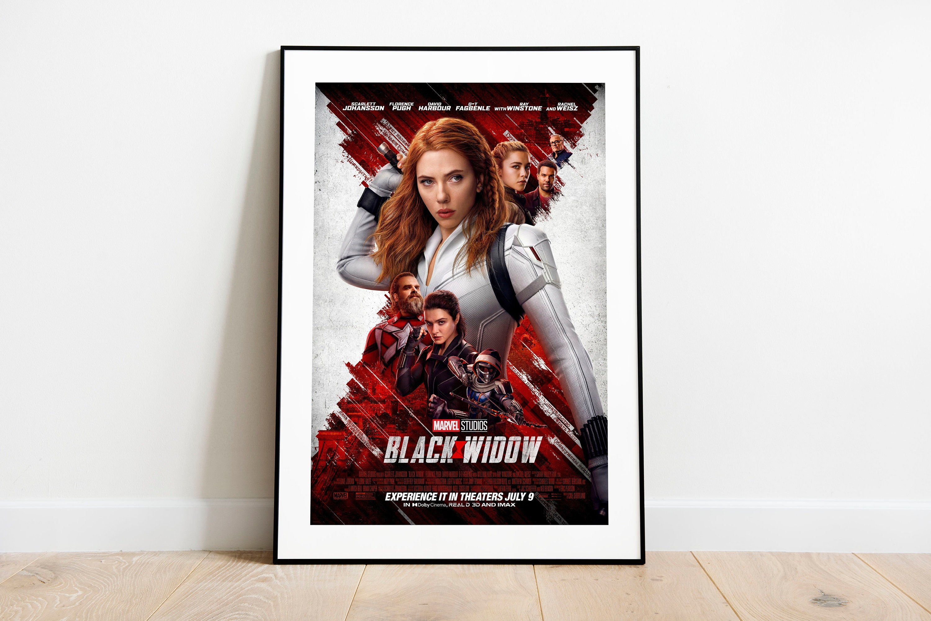Framed Black Widow Movie Poster, Florence Pugh, Scarlett Johansson Wall ...