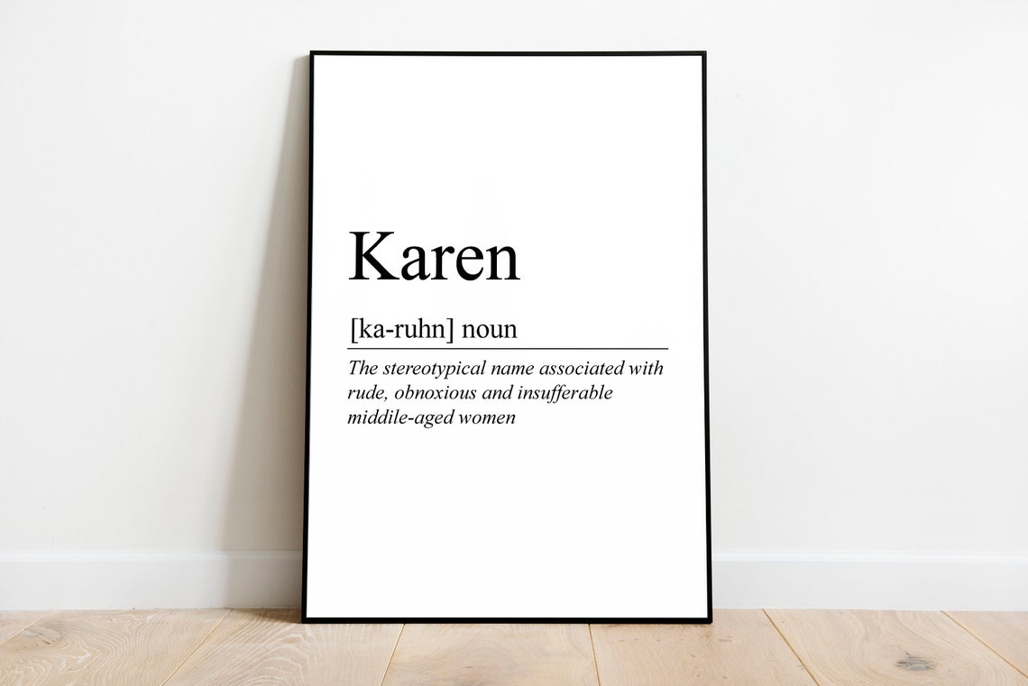 Framed Karen Funny Name Definition Wall Art Wall Decor Etsy Norway