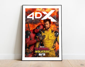 Deadpool & Wolverine, Deadpool 3 Wandkunst, Wanddekoration, Poster, A4, A3 Statement Print, Come zusammen Film Poster, Deadpool 3, Deadpool 3 Print