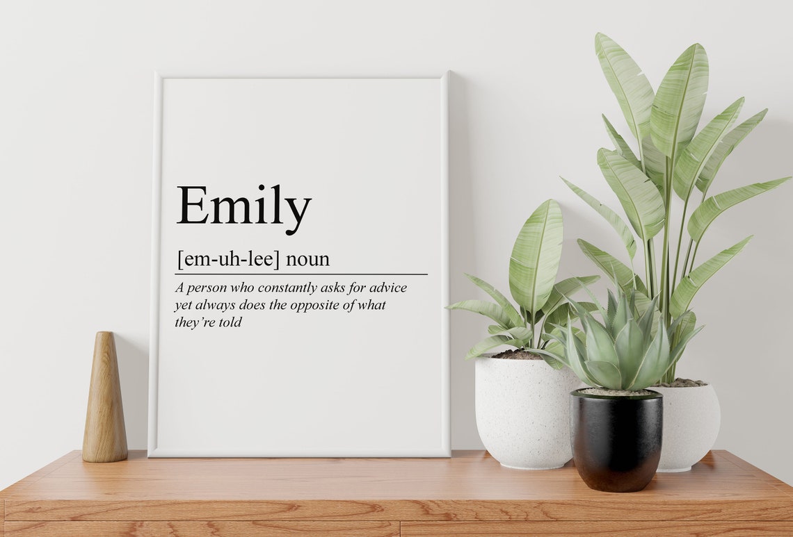 Framed Emily Gift Emily Definition Wall Art Wall Decor - Etsy