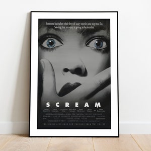 額入りスクリーム映画ポスター 1996、ウォールアート、ウォールデコ、ポスター、A4、A3 ステートメントプリント、クラシック 90 年代ビンテージ映画ポスター ゴーストフェイス