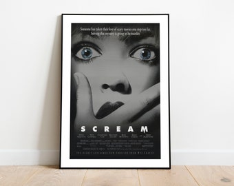 Framed Scream Movie Poster 1996, Wall Art, Wall Decor, Poster, A4, A3 Statement Print, Classic 90's Vintage Film Poster Ghostface