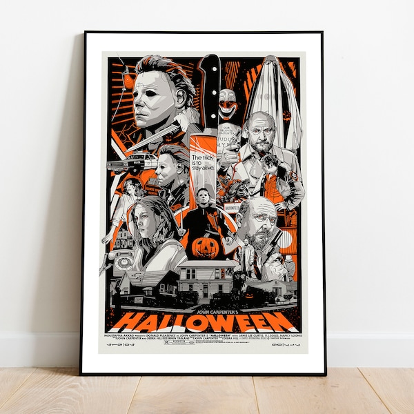 Framed Retro Halloween Movie Poster 1978,  Michael Myers Wall Art, Wall Decor, Poster, A4, A3 Statement Print, Classic Vintage Film Poster