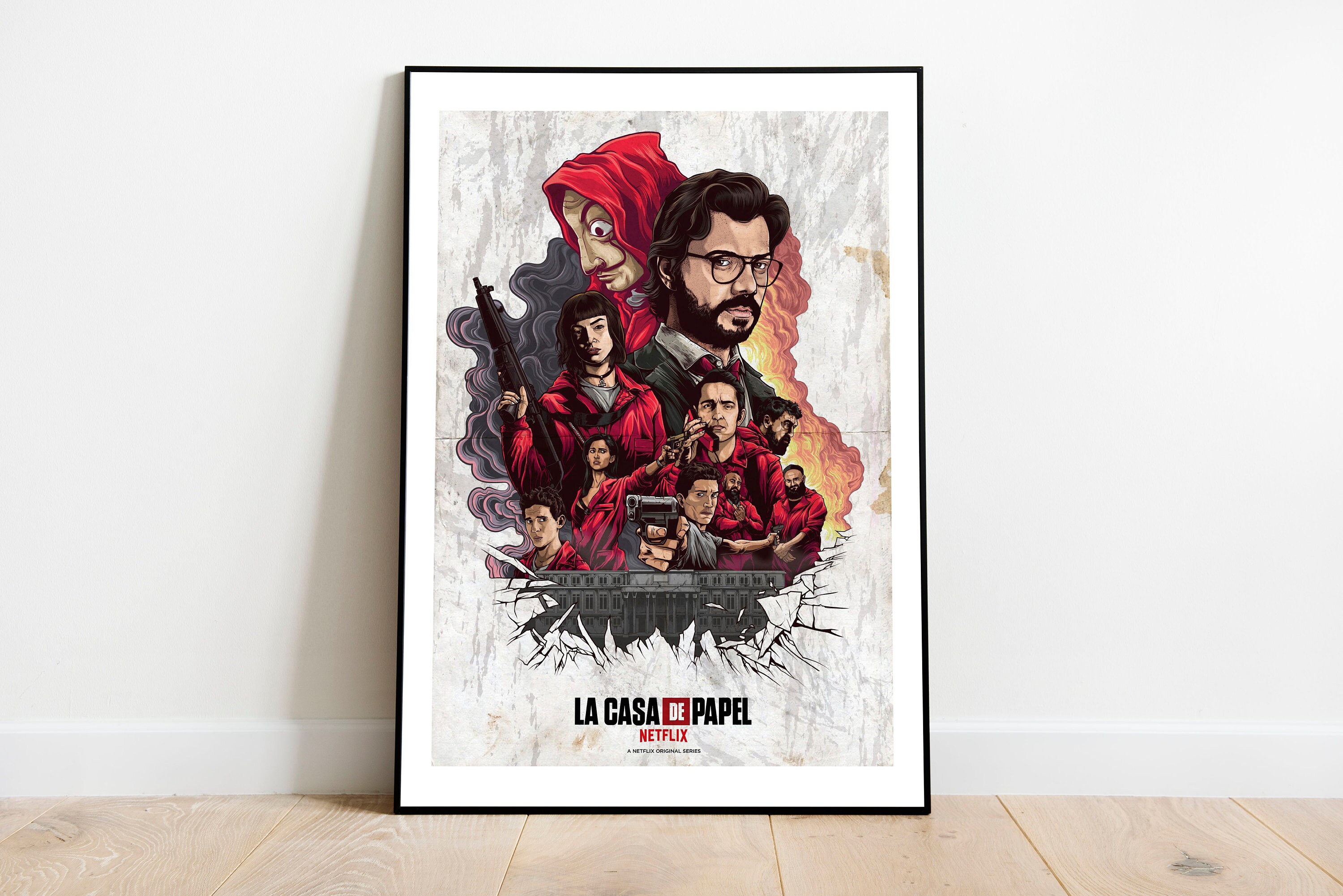 Framed Retro Money Heist Poster La Casa De Papel Wall Art Etsy India