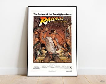Framed Raiders of the Lost Ark Poster, Classic Movie Wall Art, 1981 Poster, Wall Decor, Poster, A4, A3 Statement Print, Indiana Jones