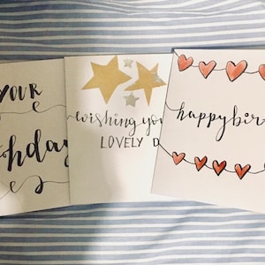 Biglietti d'auguri calligrafici in confezione da 3