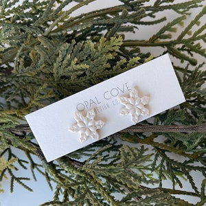 Snowflake Studs | Handmade Clay Earrings | Gift Ideas | Statement Earrings | Christmas and Holiday Accessories