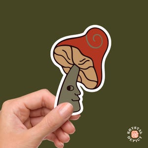 Adesivo fungo fungo, motivi fungo, adesivo agarico muscario, regalo per amanti funghi, adesivo per bagagli 3x4, adesivi per diario, estetica forestale
