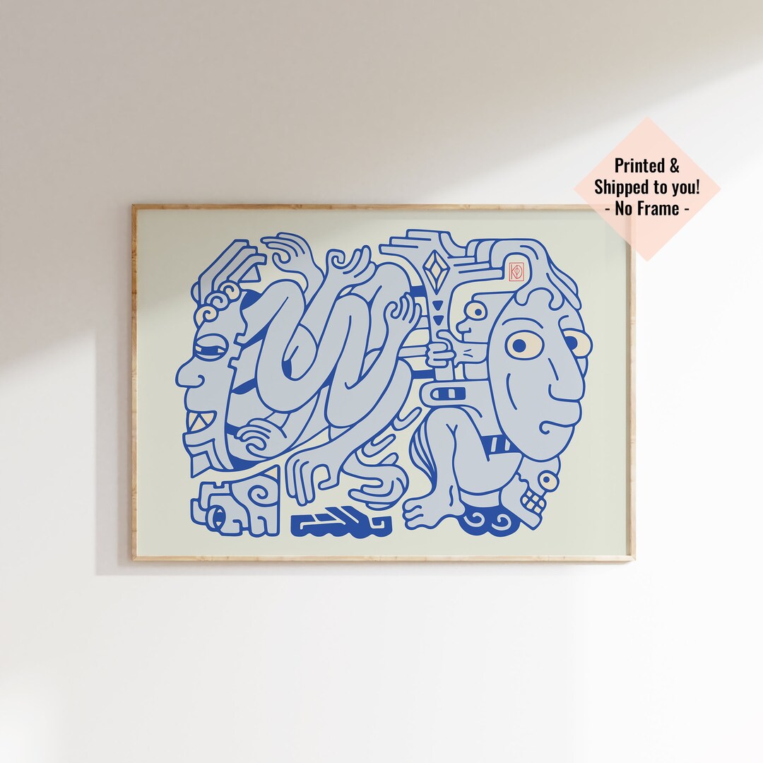 Aztec Ethnic Art, Mayan Wall Art, Aztec Wall Decor, Physical Print