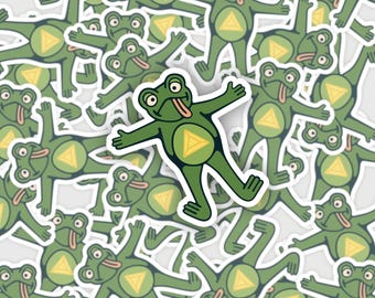 Funny Frog Vinyl Sticker: Hand-Drawn Naturecore Decal