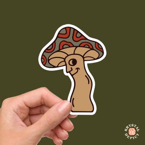 Adesivo fungo, motivi fungo, adesivo in vinile per bagagli, regalo per amanti dei funghi, decalcomania per laptop, micologia, adesivo per bottiglia d'acqua, arte cottagecore