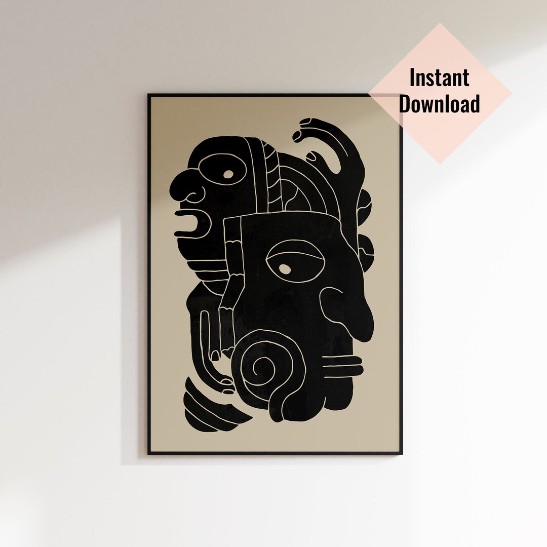 Mayan Wall Art Print Download Aztec Poster Dining Decor Etsy