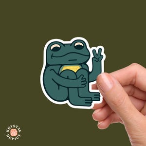 Pegatina de rana, Naturecore, botella de agua, pegatinas para portátil, vinilo para equipaje, regalo para amantes de las ranas, pegatina impermeable para maleta