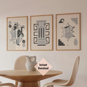 3 Pieces Wall Art, Greek Style Prints, Neutral Interior, Coastal, Mediterranean, Greece Inspired Posters, Aesthetic Room Decor, Triptych