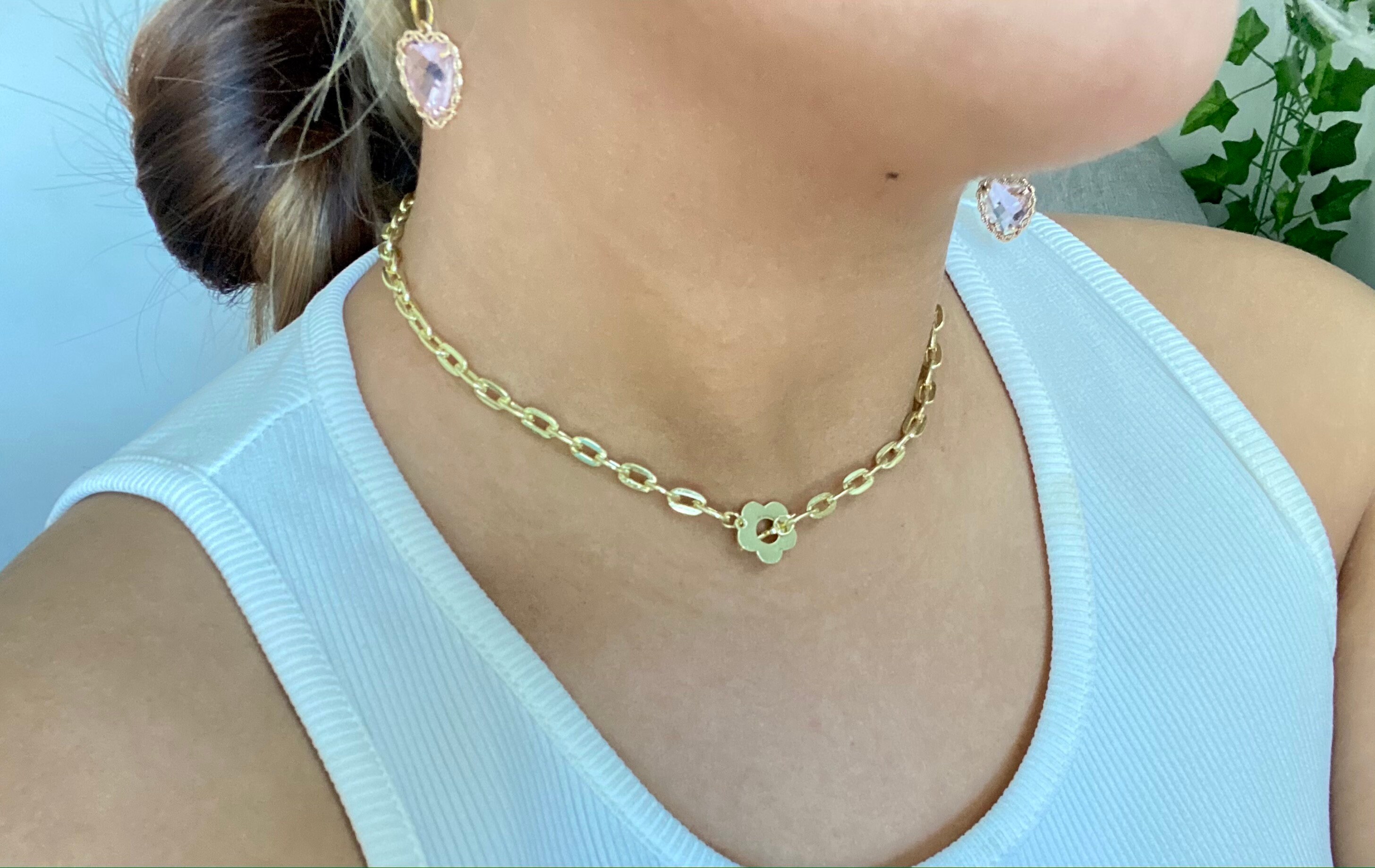 Y2k necklace flower choker chokers gold jewelry gold Etsy