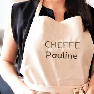 Tablier de cuisine brodé personnalisé 100% coton avec poche image 1