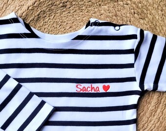 Personalized organic cotton baby sailor / Customizable baby birth gift