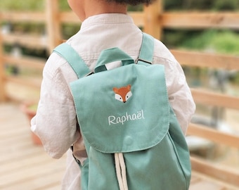 Personalized preschool backpack - Small bag with embroidered name, customizable organic cotton for baby and child, perfect for nanny, nursery, or school