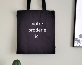 Tote bag coton bio brodé personnalisable - Sac shopping avec broderie personnalisée