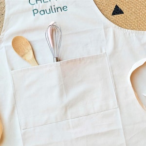 Tablier de cuisine brodé personnalisé 100% coton avec poche image 4