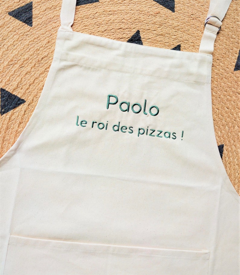 Tablier de cuisine brodé personnalisé 100% coton avec poche image 6