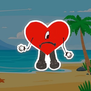 Bad Bunny Heart - Un Verano Sin Ti Heart Sticker - Water Resistant/Scratch Proof