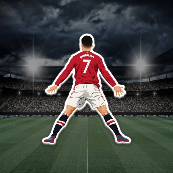 Cristano Ronaldo Manchester United Sticker - Scratch Proof/Water Resistant - CR7 Sticker - Siuuuu Celebration