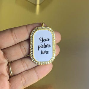 Dog tag photo charm | photo charm | photo pendant | photo locket | bridal charm | bouquet charm | personalized photo charm | your text here