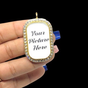 Dog tag photo charm | photo charm | photo pendant | photo locket | bridal charm | bouquet charm | personalized photo charm | your text here