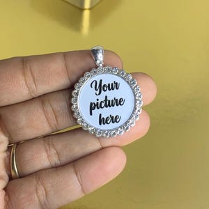 Circle photo charm | photo pendant | heart charm | bouquet photo charm | bridal photo charm | memory charm | custom photo pendant |