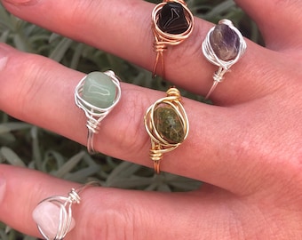 Pre-Holiday SALE Stone Wire-Wrapped Rings!