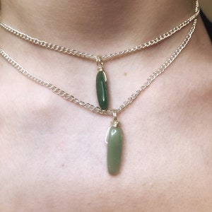 Green Aventurine  “Heart” Crystal Healing Choker Silver Stackable Necklace Libra Necklace