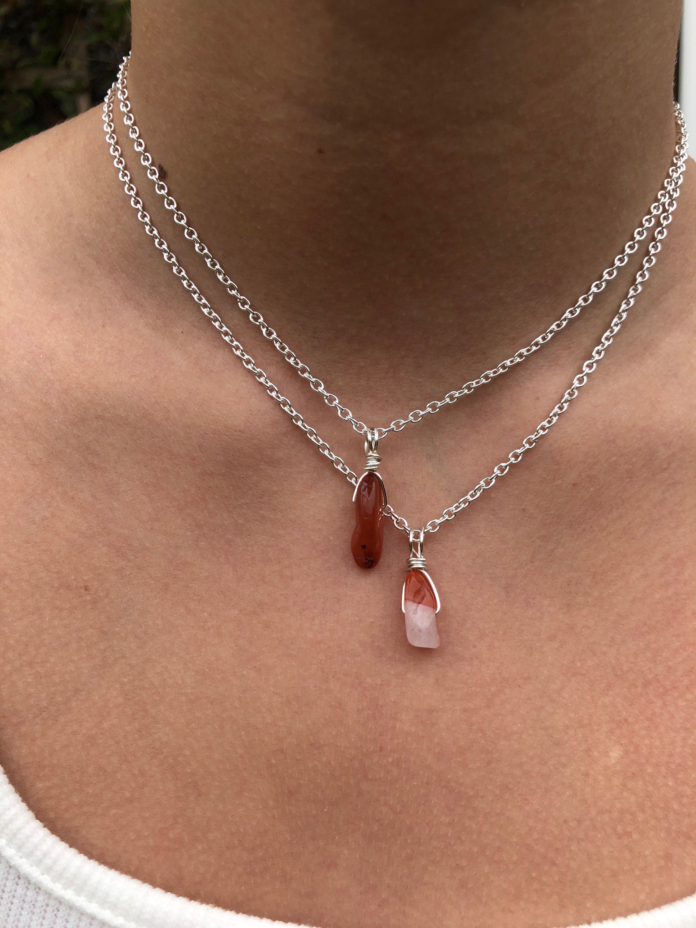 Carnelian "Vitality" Crystal Healing Choker Silver Stackabl…