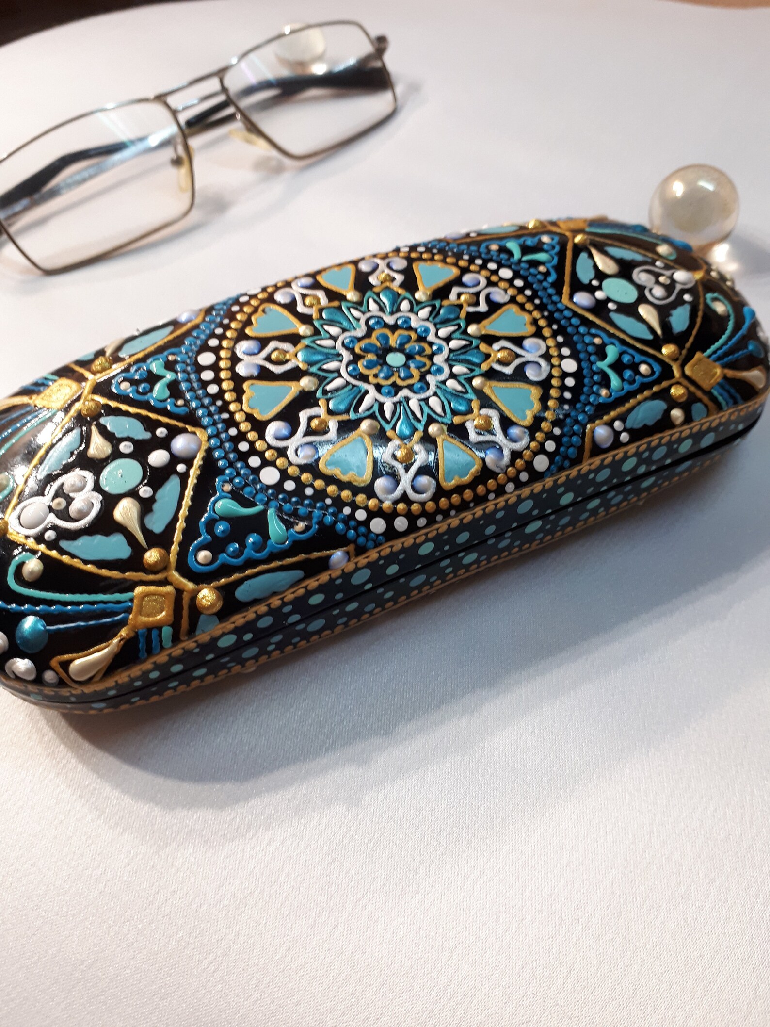 Hard glasses case eyeglass case women glasses case dot art Etsy