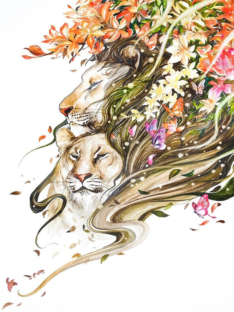 Colored lion Diamond Painting Kit Lion Full Square/Round | Etsy