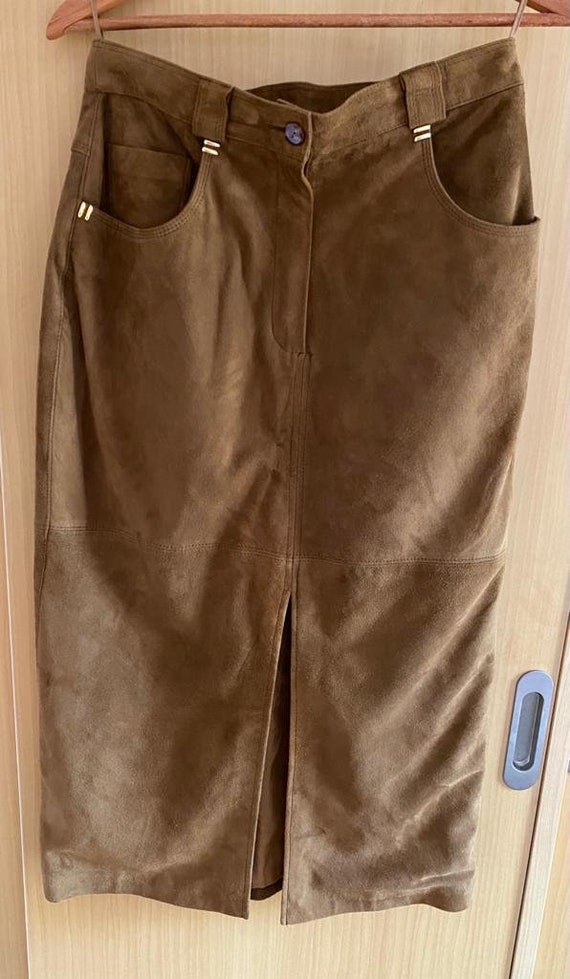 Vintage suede midi skirt