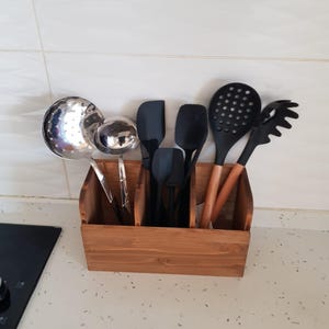 Handcrafted Utensil Holder, Wooden Utensil Caddy, Wooden Kitchen Organizer, Rustic Utensil Holder, Rustic Kitchen Decor, Christmas Gift