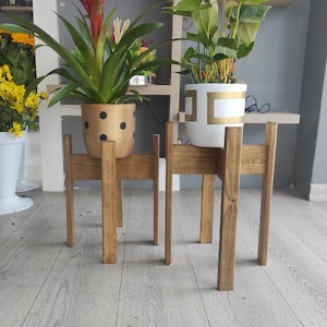 2er Set Holzblumenständer, rustikaler Blumenständer, Indoor-Holzblumenständer, Indoor-Blumentopfständer, rustikales Wohnzimmerdekor, Weihnachtsgeschenk