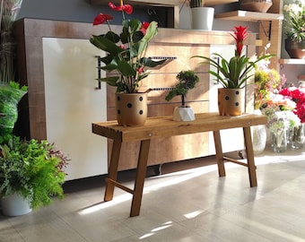 Solid Wood Indoor Plant Stand: Plant Bench (35 inches)