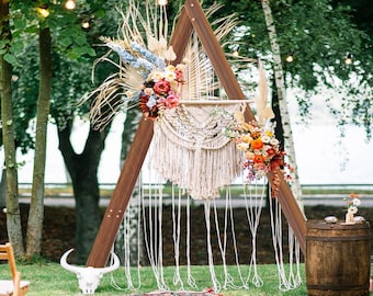 Wooden Wedding Arch for Rustic Wedding Decor, Natural Photo Booth, Boho Indoor/Outdoor Arbor.