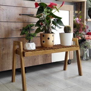 Blumentöpfe Halter Bank, Pflanzenständer für Zimmerpflanzen, Plant Riser Bank, Topftisch, Hocker für Pflanzen, rustikale Wohnkultur, Weihnachtsgeschenk