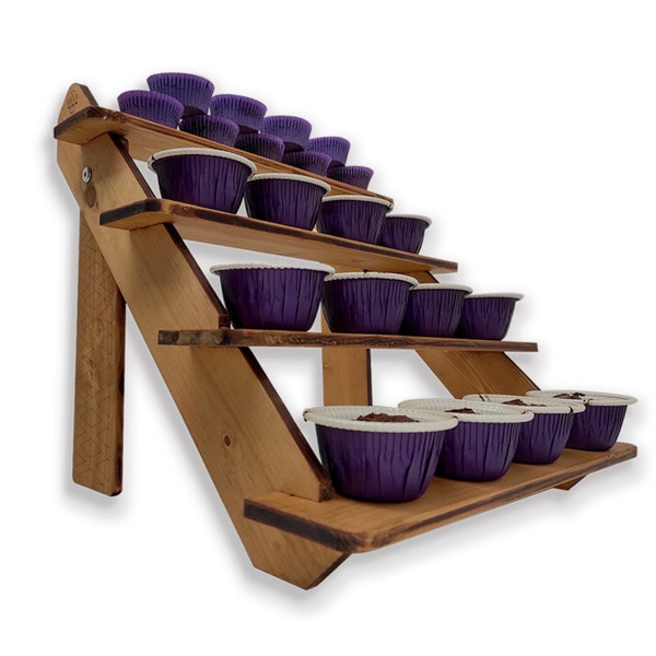 Tiered Wooden Cupcake Display Stand - 4 Tiered Wooden Bakery Stand - Wedding Events Desserts Stand - Parties Favors Bakery Display.