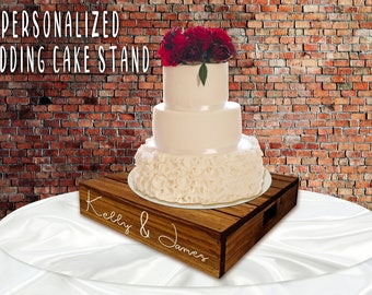 Personalized Wooden Cake Stand for Wedding - Cake stand - Rustic Wedding Cake Stand - Soild Wood Cake Stand - Gift for Wedding.